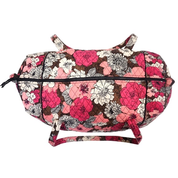 VERA BRADLEY Floral Mocha Rouge Large Weekender Travel Duffel Bag Retired Nice - Picture 1 of 12